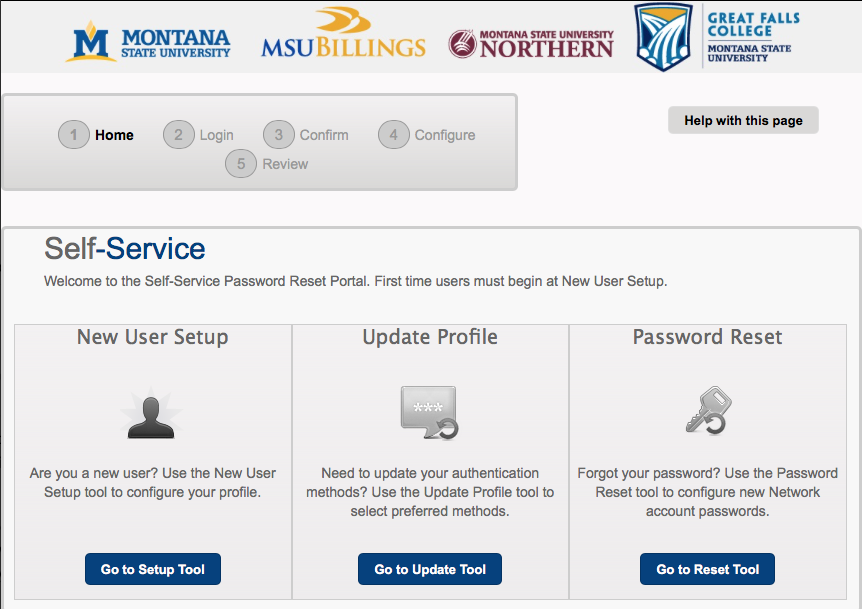 Screenshot of Self-Service Password Reset Portal
